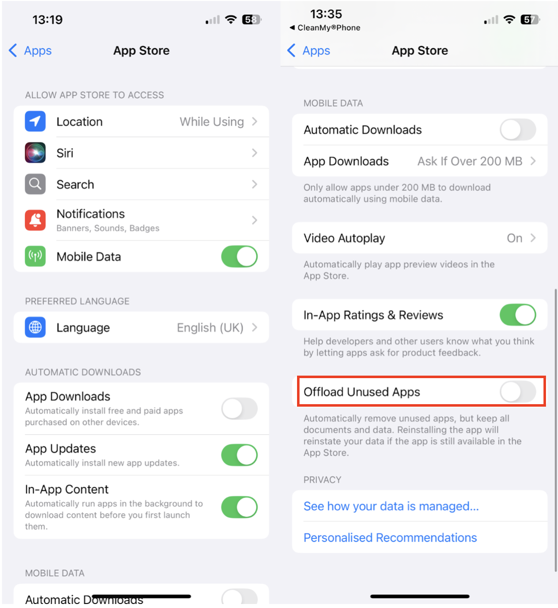 How to offload unused apps on iPhone and free up storage